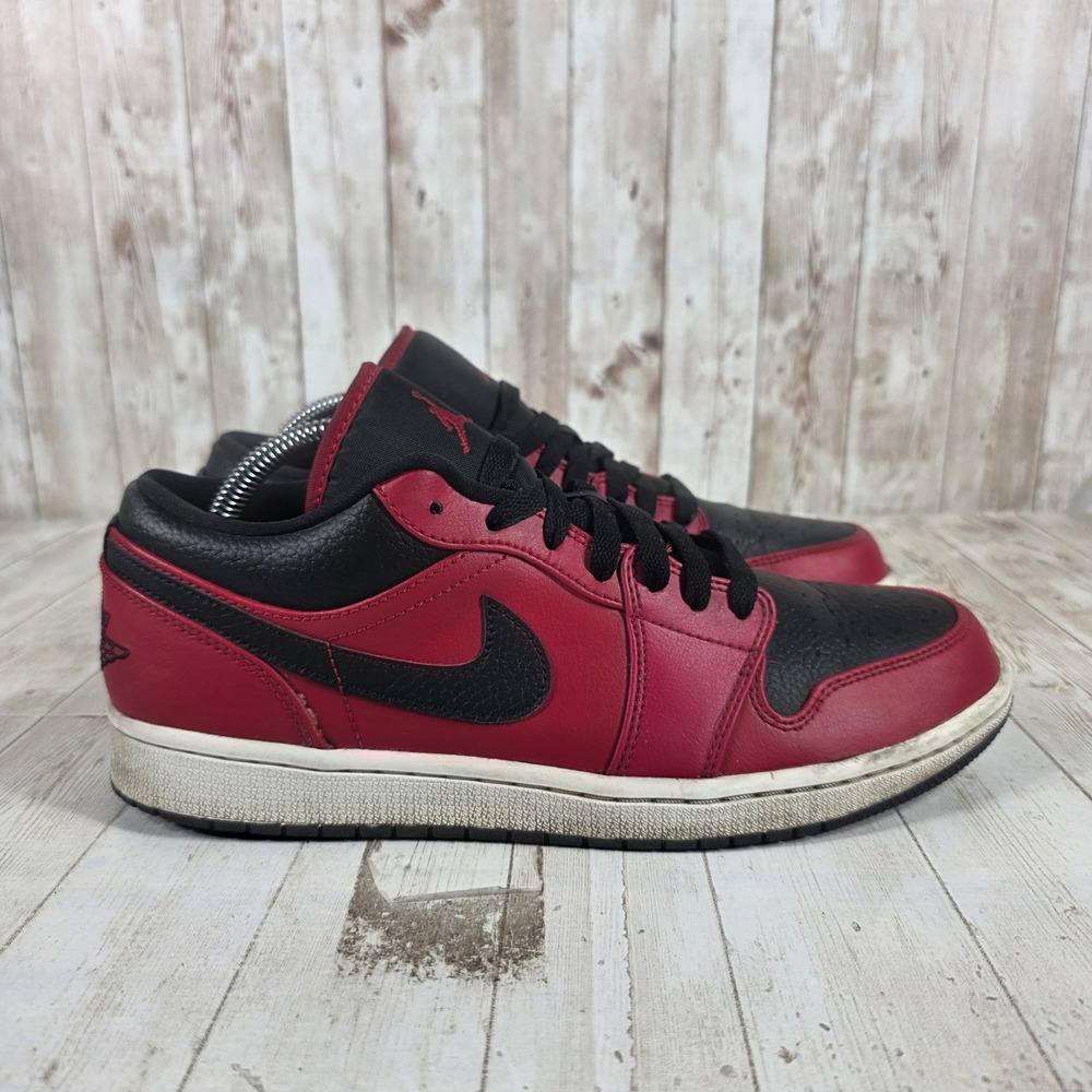 Nike Air Jordan 1 Low Bred Toe Gym Red Black White 553558-605 Mens Size 9